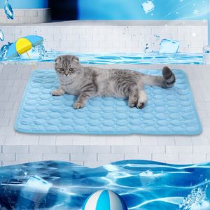 100X70cm Blau Sommer Haustier-Kühlmatte Atmungsaktive Decke Hund Katze Waschbar Haustierbetten Eispads für Haustiere