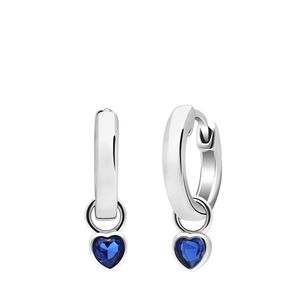 Lucardi - Kinder Silberne Ohrringe mit Anhänger Herz Zirkonia dunkelblau - Ohrringe - 925 Silber - Silberfarbig -