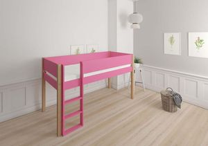 FREJ Halbhochbett 90 x 160/200 cm Pink, Liegefläche:90 x 200 cm, Bettpfosten:gleich Bettgestell