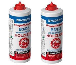 Bindan-P 2 x Propellerleim Holzleim 1000 g Flasche inkl. Leimspachtel, Microfasertuch und Pinsel (2000 gr.)
