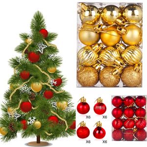 Ø4cm Weihnachtskugeln 48er Set Christbaumkugeln Weihnachtsschmuck Rot+Gold Tannenbaumkugel