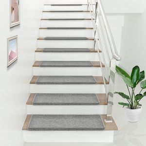 Sada 15 rohoží na schody 65 x 24 cm Obdĺžnikový koberec na schody Chránič schodov Samolepiaci koberec na schody Svetlo šedá