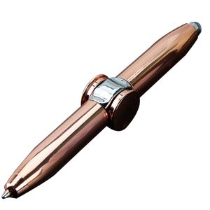 Finger-Gyro-Stift mit LED-Licht zur Unterstützung von ADHS, Stressabbau, denkender Kugelschreiber, Geschenkstift, Goldimitat
