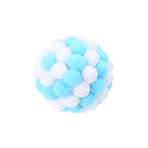 Haustier Katzen Hunde Farbblock Plüsch Glocke Ball Krallen Schleifen Bissfestes Kauspielzeug-Weiß Blau