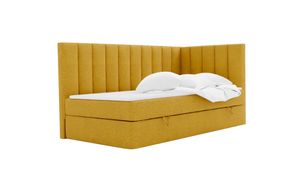 Postel KULMA s pružinovou postelí a čelem ve tvaru L, 100 x 200 cm, s podstavcem pod postel, barva: zlatá