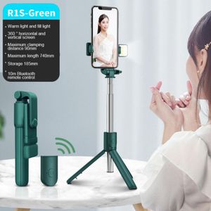 ["NEUE Bluetooth Wireless Selfie Stick Mini Stativ Erweiterbar Einbein mit füllen licht fernauslöser Für IOS Android telefon, mit Licht, grün"],
