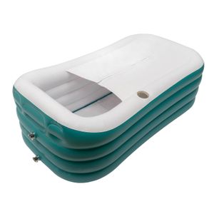 Freistehende aufblasbare Badewanne Set mit elektrischer Luftpumpe faltbare tragbare SPA Reisebadewanne mit Pumpe  (grün,weiß) für Erwachsene Baby Kinder