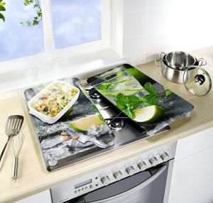 WENKO 2er Set Herd Abdeck Platten Abdeckung Schneide Bretter Glas Mojito