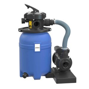 Wiltec Sandfilteranlage 250 W mit 14l Filtertank und selbstansaugender Pumpe 10000 l/h, Sandfilterpumpe, Pool-Pumpe