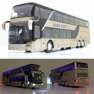 Alloy Pull Back Bus Modell High Imitation Double Sightseeing Bus,Gold