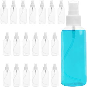 Leere Mini Sprühflasche 80ml (20er Set) - Durchsichtige Zerstäuberflasche aus Kunststoff mit Zerstäuber Pumpe - Nachfüllbare Dichte Flaschen - Pumpflasche für Ätherische Öle, Parfüms, Sprays