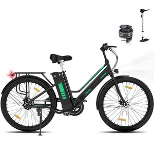 E-Bike Damen 26 Zoll, Elektrofahrrad Kohlenstoffstahl - Pedelec Citybike, Hinterradmotor 8.4Ah / 36V Lithium-Ionen-Akku, Multitalent E-bike E-Hollandräder