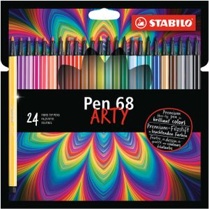 Premium-Filzstift - STABILO Pen 68 - ARTY - 24er Pack mit Hängelasche - mit 24 verschiedenen Farben