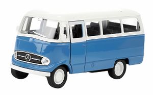 MERCEDES BENZ L319 Window Panel Bus Modellauto 11cm aus Metall mit Rückzug Modell Auto Spielzeugauto Spielzeugbus Spielzeug Kinder Geschenk 47 (Blau/Weiss)