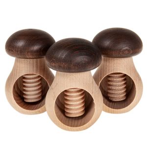 SIDCO Nussknacker Pilz 3 x Holz Nussschraube Steinpilz Nussbrecher mit Schraubgewinde