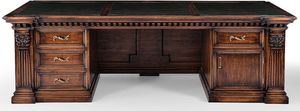 Casa Padrino Luxus Landhausstil Schreibtisch Braun / Schwarz / Grün 243,5 x 99 x H. 79 cm - Massivholz Bürotisch - Landhausstil Büro Möbel - Massivholz Büro Möbel - Luxus Büro Möbel