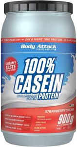 Body Attack 100% Casein Protein - 900 g Dose Strawberry Cream