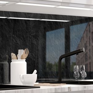 Küchenrückwand selbstklebend Matt-Optik - SCHIEFER - 1.8mm, versteift, alle Untergründe, Hart PET Material, PREMIUM 60 x 280cm