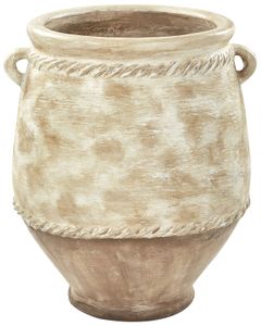 BELIANI Blumentopf Beige Terrakotta Rund ⌀ 37 cm Verwaschen Farbverlauf mit Loch Griffe 56 cm Hoch Bauchig Rustikal Garten Terrasse Outdoor Indoor