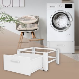 ML-Design Waschmaschinen Untergestell aus Stahl, für Trockner/Kühlschrank, bis 150kg, mit Schublade
