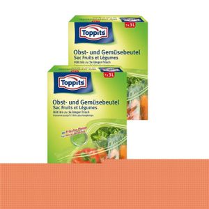 Toppits Obst- und Gemüse-Beutel 7x3Liter Hält biszu 3x länger frisch (2er Pack)
