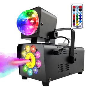 12-Farben 500Watt Nebelmaschine mit Fernbedienung 9 LED Lichter Rauchmaschine Bühneneffekt für DJ Disco Weihnachten Party
