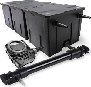 SunSun 3-komorová filtračná súprava 90000l 72W UVC 6er jazierkový čistič NEO10000 80W čerpadlo