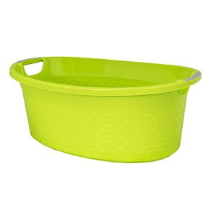 Wäschekorb BranQ Baumwolle 60L Wäschewanne Plastikwanne Wäschesammler Waschbehälter oval groß Grün