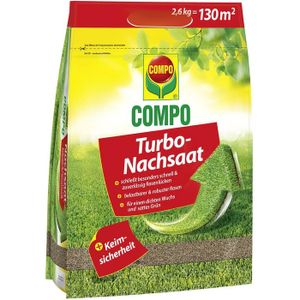 COMPO Turbo Nachsaat, Schließt besonders schnell und zuverlässig Rasenlücken, Mit Keimsicherheit, 2,6Kg, 130m2