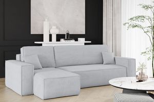 Kaiser Möbel Ecksofa mit schlaffunktion und bettkasten, Sofa L-form, Couch L-form BEST Dicker Cord Grau Links