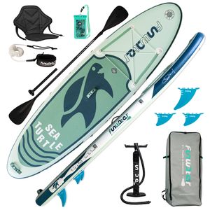 FunWater - Aufblasbares Stand Up Paddle Board -SUP, SUP Board, Paddle Board, 320 x 84 x 15 cm - Marine Eco Series - Seeschildkröte