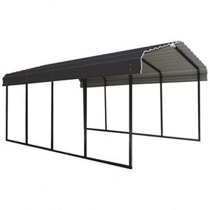 ShelterLogic Metall Carport "Mailand" mit Mansarddach aus verzinktem Stahl, 610 x 300 x 250 cm schwarz 18,3 m²