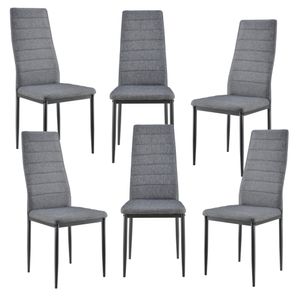 [en.casa] 6er Design Stuhl-Set Grau Italienisch Lehnstuhl Hochlehner Esszimmerstuhl Polsterstuhl