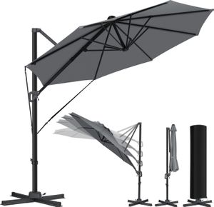 KESSER® Sonnenschirm Ampelschirm SUN Rund XL Ø330 cm Inkl. Abdeckung + Windsicherung 7-Fach Verstellbar Drehbar Neigbar Kippbar Groß 360° Drehbar Gartenschirm mit Kurbel Sonnenschutz UV50+ KESSER® Sonnenschirm Ampelschirm SUN Rund XL Ø330 cm Inkl. Abdeckung + Windsicherung 7-Fach Verstellbar Drehbar Neigbar Kippbar Groß 360° Drehbar Gartenschirm mit Kurbel Sonnenschutz UV50+
