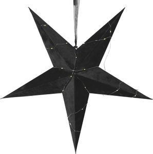 Star Papierstern 'Velvet', schwarz, mit Drahtlichterke.