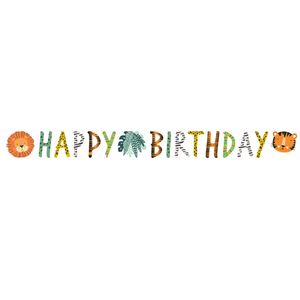 Amscan "Get Wild" Safari Tiere - Partykette Happy Birthday 180 x 15 cm - 9909353 | Girlande Kinder G