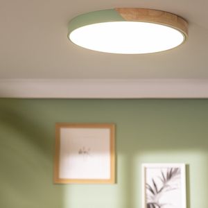 LED-Deckenleuchte 36W Rund Holz Ø500 CCT Wählbar Semi-Dari  Grün