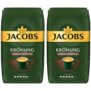 JACOBS Kaffeebohnen Krönung Crema kräftig 2 x 1kg ganze Kaffee Bohnen geröstet