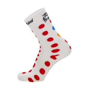 SANTINI Klassische Fahrradsocken - TOUR DE FRANCE 2023 - Rot/Weiß XL