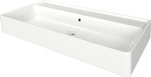 FACKELMANN Waschbecken Vaida / Waschtisch aus Keramik / Maße: ca. 81 x 11 x 41 cm / eckiges Aufsatzwaschbecken / hochwertiges Becken fürs Badezimmer und WC / Farbe: Weiß / Breite 40 cm