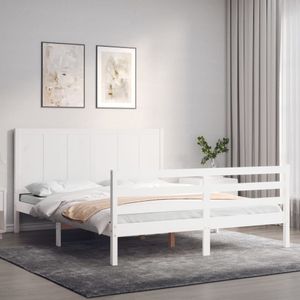 Maison Exclusive Rám postele s čMaison Exclusive bílý 160 x 200 cm masivní dřevo