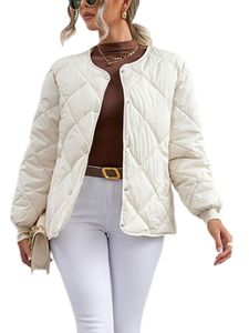Damen Daunenmäntel Sterbten Outwear Langarm Overmantel Winter Warm Jacke Übergangsjacke Weiß,Größe XXL