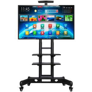 Yaheetech TV Standfuß Fernsehständer mit Tablett und   integriertem Kabel Führungssystem, höhenverstellbar für 32-75 Zoll  bis max. 50 kg