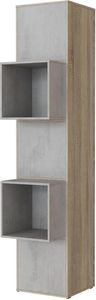 SMARTBett Standregal, Würfelregal  für Wohnzimmer, Kinderzimmer, Schlafzimmer und Büro |  Regal Eiche Sonoma + 3 Türen und 2 Würfel Beton