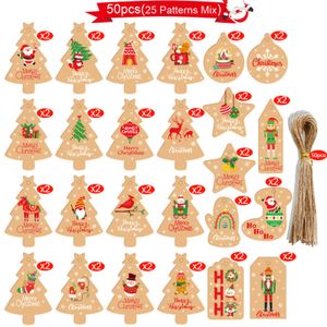 50 Stück Weihnachts Geschenkanhänger, Weihnachtsparty-Dekoration, Hängeetiketten für selbstgemachte Süßigkeiten, Kekse, Zuckertüten, Geschenkverpackungen