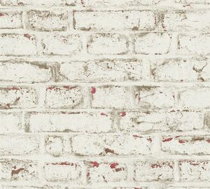 A.S. Création Steintapete Elements Tapete in Backstein Optik Vliestapete weiß rot beige 10,05 m x 0,53 m