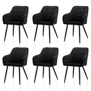 CLIPOP Esszimmerstühle 6er Set aus Samt, Design Stühle für Lounge Wohnzimmer Esszimmer, schwarz