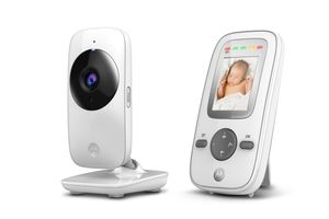Motorola MBP481 Babyphone mit Kamera, Nachtsicht und Mikrofon - Baby monitor 2" Display - bis 300 m Reichweite - Weiß/Grau