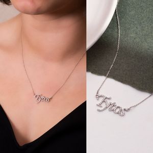 Pave-Diamant-Schriftzug-Namenskette, personalisierte Buchstaben-Wort-Diamant-Namenskette, personalisiertes Pave-Diamant-Namensgeschenk für Frauen