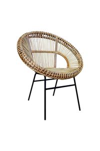SIT Möbel Stuhl | Sitzschale rund | Rattan natur | Gestell antikschwarz | B 80 x T 71 x H 86 cm | 05342-01 | Serie RATTAN